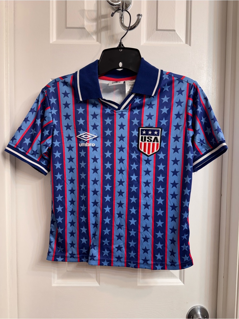 Umbro Kids USA Star-Stripe Soccer Jersey - Blue & Red, Size Small (6/7) New